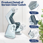 1 Pack Screen and Storm Door Catch, 1-3/4 x 1-5/8 in, Sliver