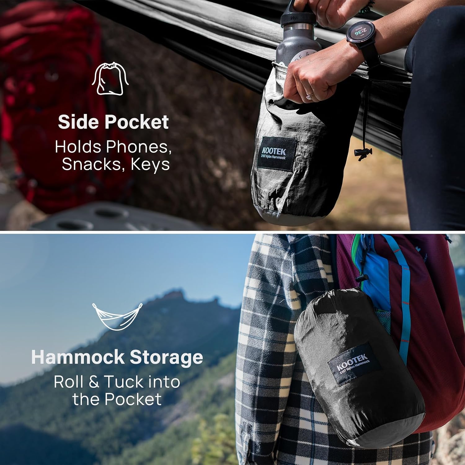 Camping Hammock, Portable Hammocks with Tree Straps & Attached Carry Bag, Camping Essentials Gear, Perfect for