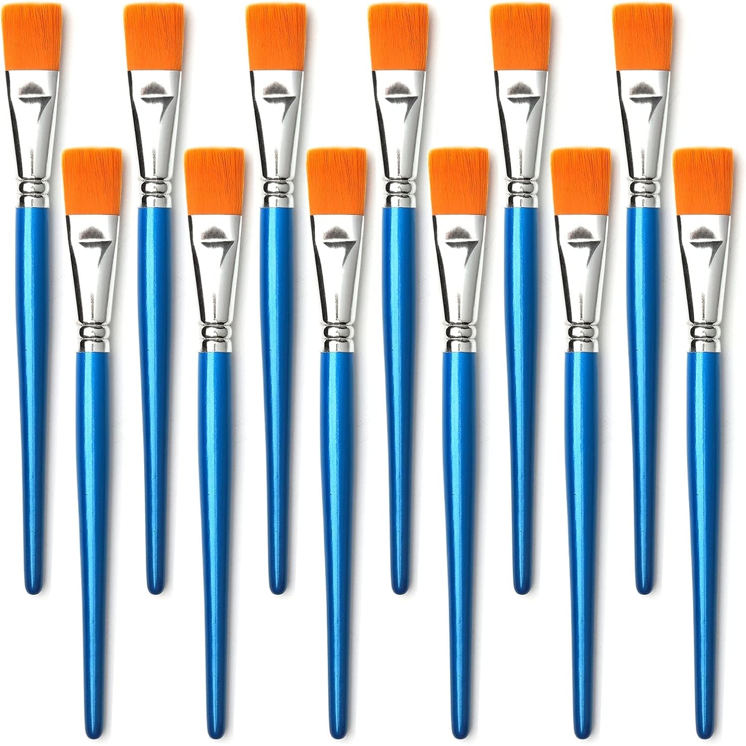 1 inch Flat Paint Brushes for Acrylic Painting,12 Pieces Large Synthetic Paint Brushes Bulk with Wooden Handle for