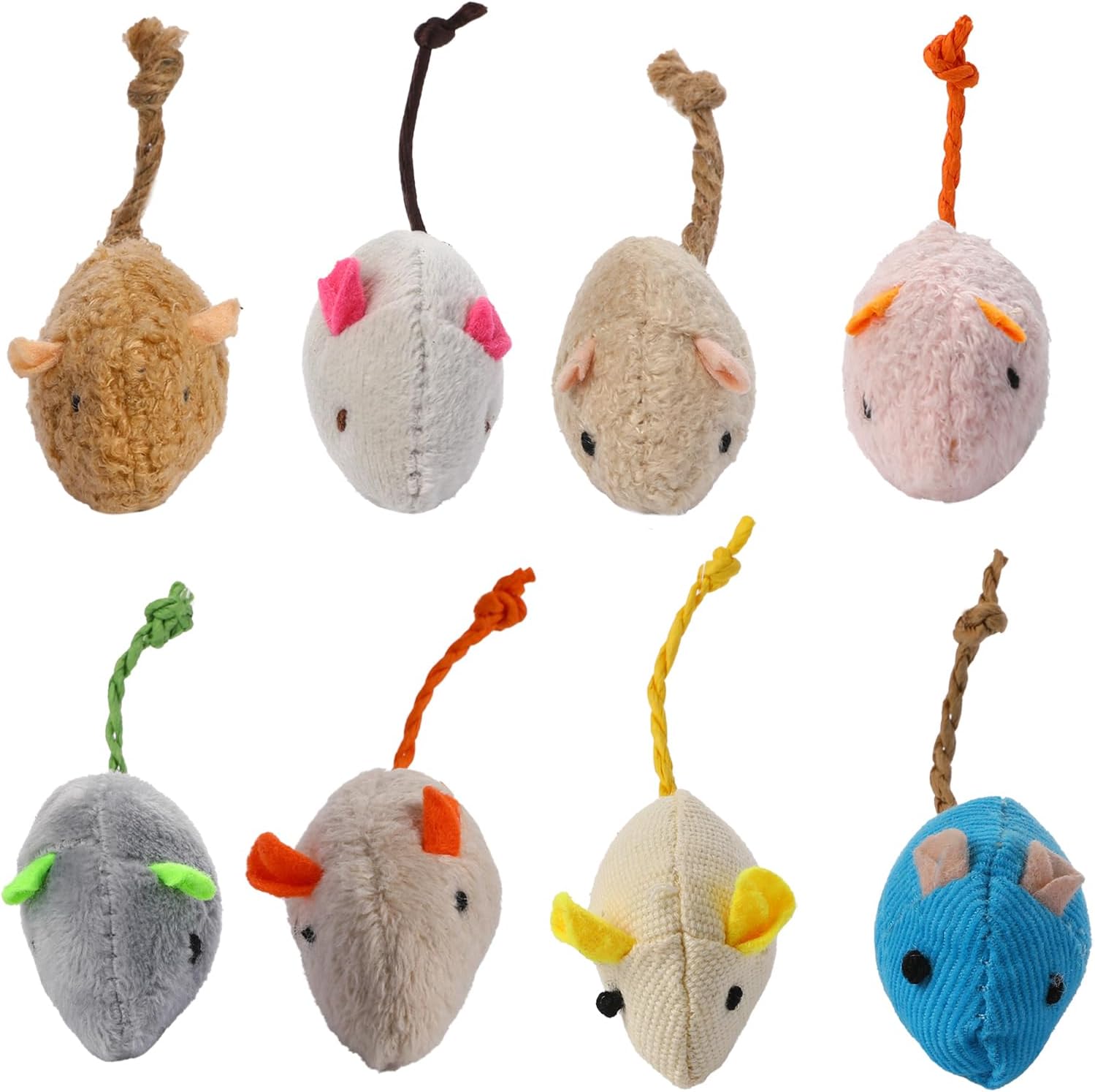 8 Pack Toy Mice for Cats Cat Mice Toys Interactive Toy Cats Mouse Plush Cat Toys Catnip Toy Biting Toys for Cats
