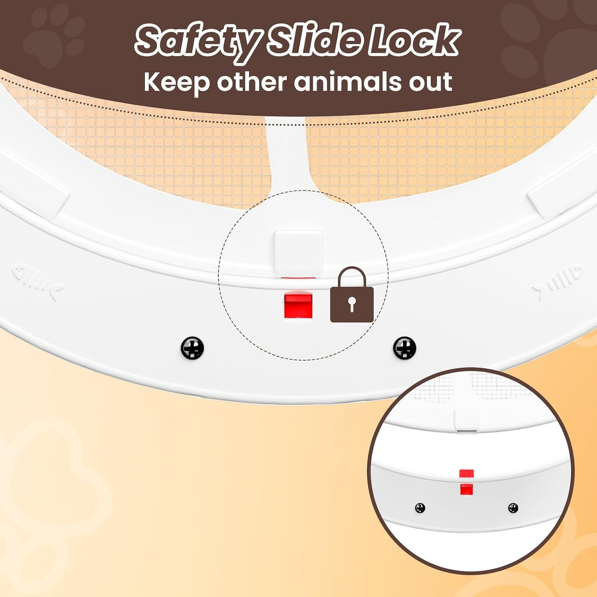 Cat Door for Screen Door & Screen Window with Lockable Magnetic Flap