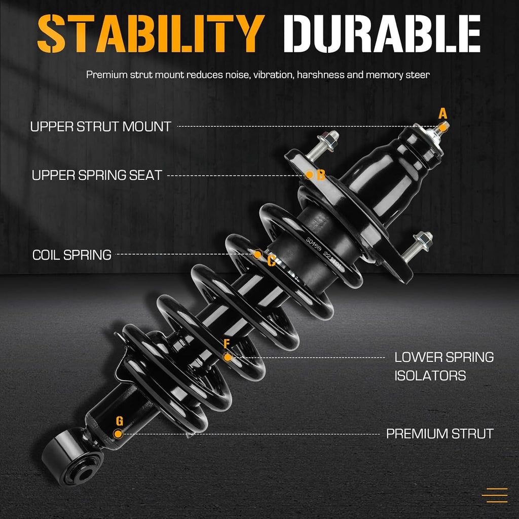 Rear Complete Strut Shock Absorber with Spring Assembly Fit for Honda CRV CR-V 2007 2008 2009 2010 2011 2.4L (ONLY 4WD AWD FWD), Replace 1345688L, 1345688R, 2PCS