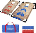 Portable Cornhole Set PVC Framed Corn Holes Outdoor Game Set with 2 Cornhole Boards, 8 Cornhole Bean Bags and