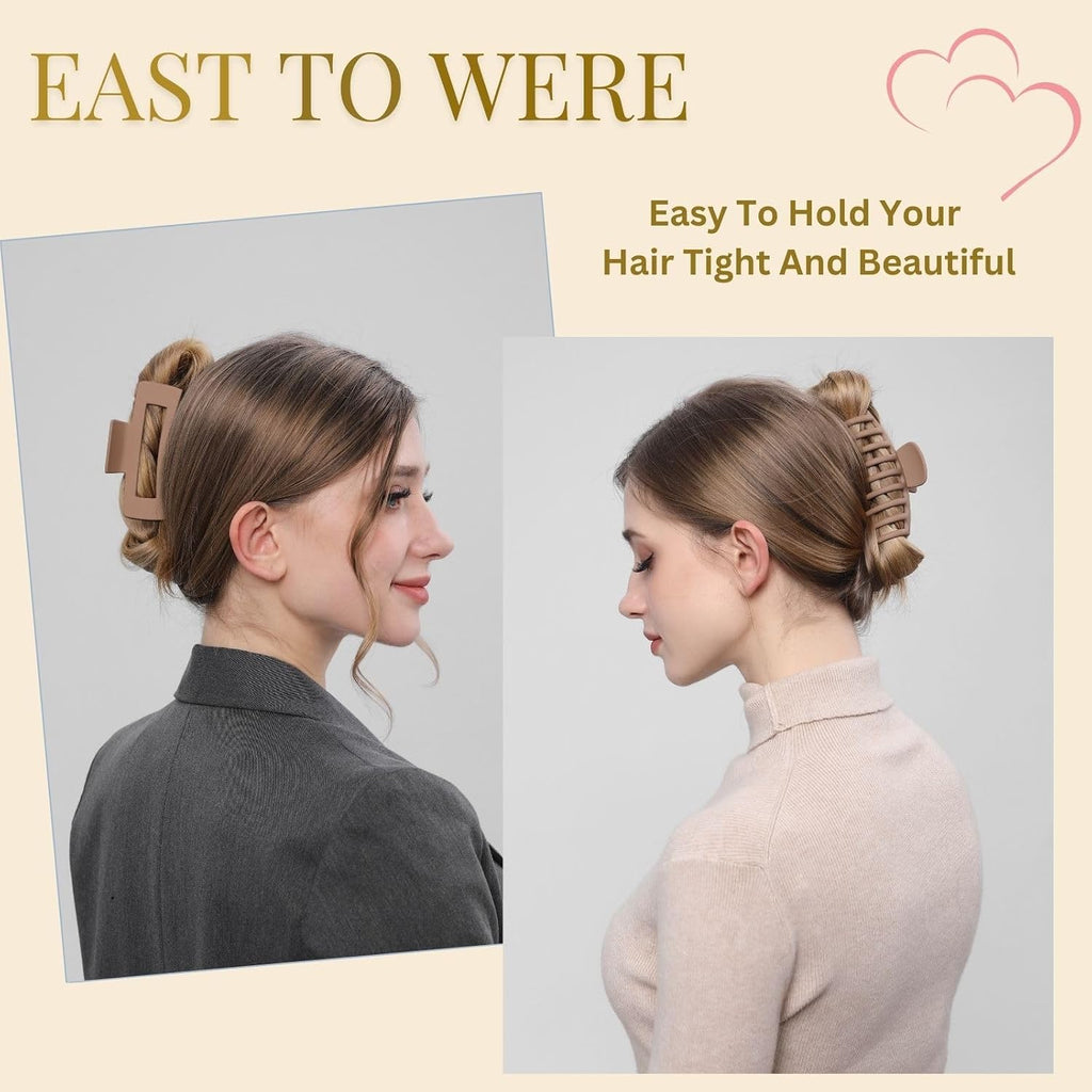 Hair Clips for Women 4.3 Inch Large Hair Claw Clips for Women Thin Thick Curly Hair, Big Matte Banana Clips,Strong