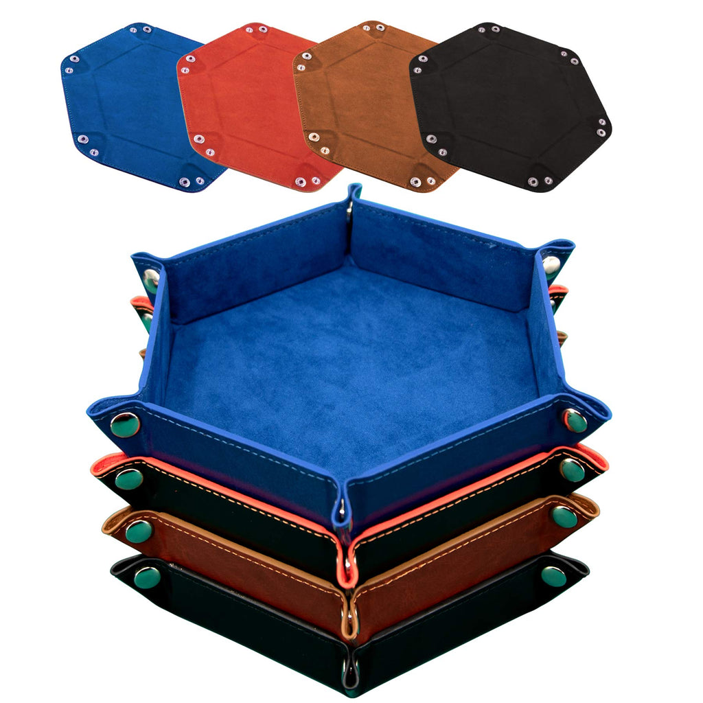 4 Pieces Dice Tray Hexagon Dice Rolling Trays Folding Dices Holder
