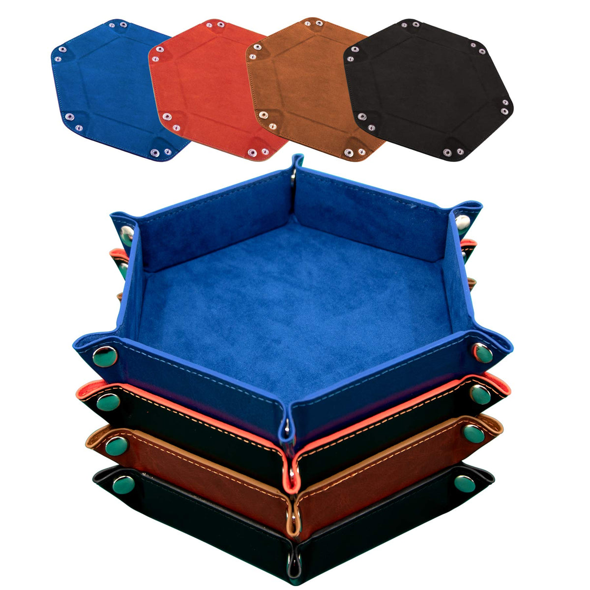 4 Pieces Dice Tray Hexagon Dice Rolling Trays Folding Dices Holder