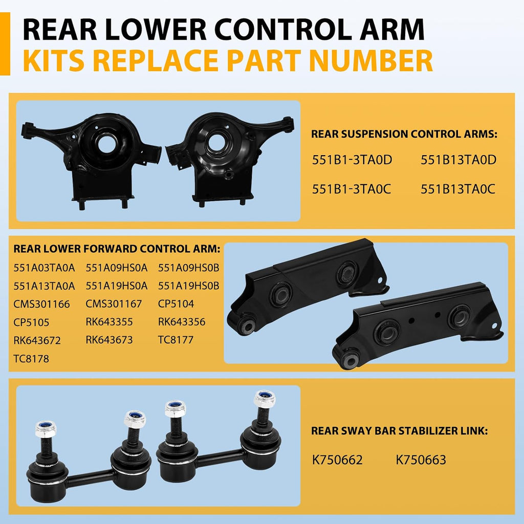 Rear Control Arm kit with Rear Bar Stabilizer Link Compatible with Nissan Altima 2013-2018, for Maxima 2016-2018,Replace# 551B1-3TA0D 551B1-3TA0C K750662 K750663