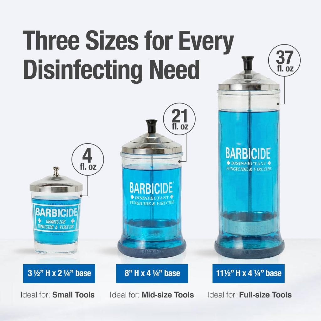 Disinfectant Jar (Small - 4 Fl Oz) – Durable Glass Immersion Container with Stainless Steel Lid and Tray –