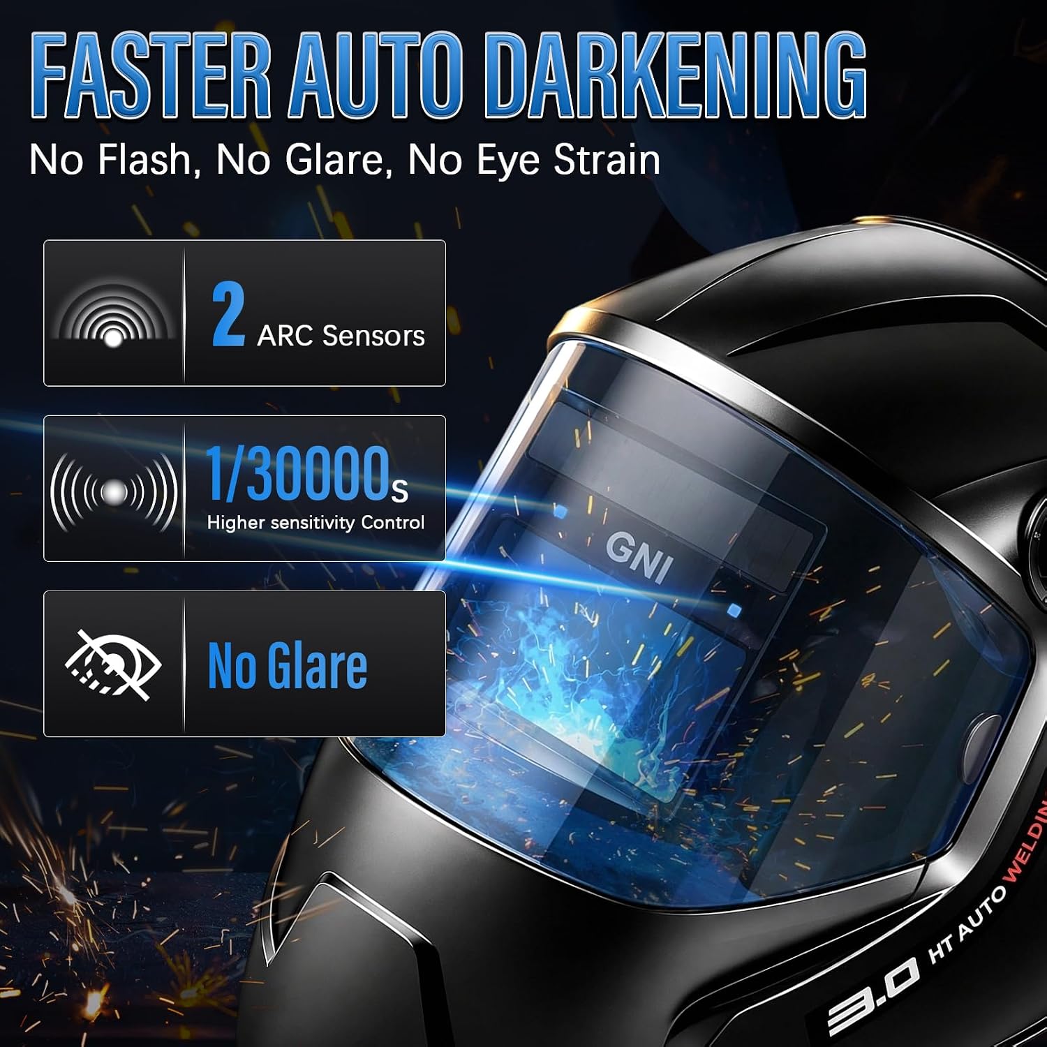 180° Panoramic Welding Helmet Auto-Darkening, Solar Powered Weld Helmet | 1/1/1/1 True Color Welding Shield with 2