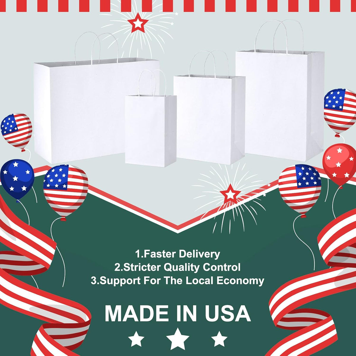 Large White Paper Bags 16 x 6 x 12 Inch 25 Pack