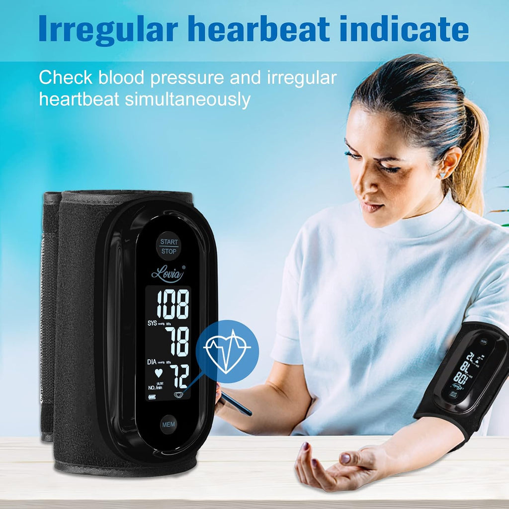 Blood Pressure Monitor Upper Arm with One Piece Design, Digital BP Machine for Home Use with Cuff Size 9-14 Inch