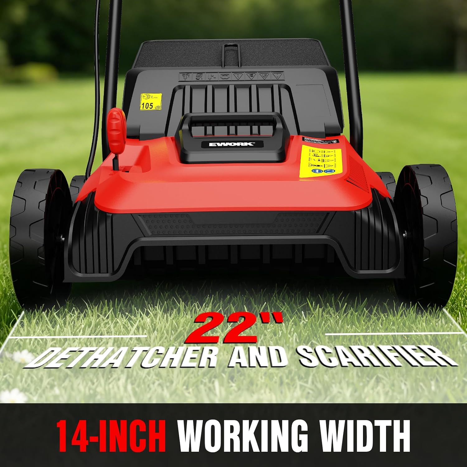 Electric Dethatcher and Scarifier 14-Inch 12 Amp with Grass Catchers | 2-in-1 Lawn Dethatcher and Aerator with 9.2