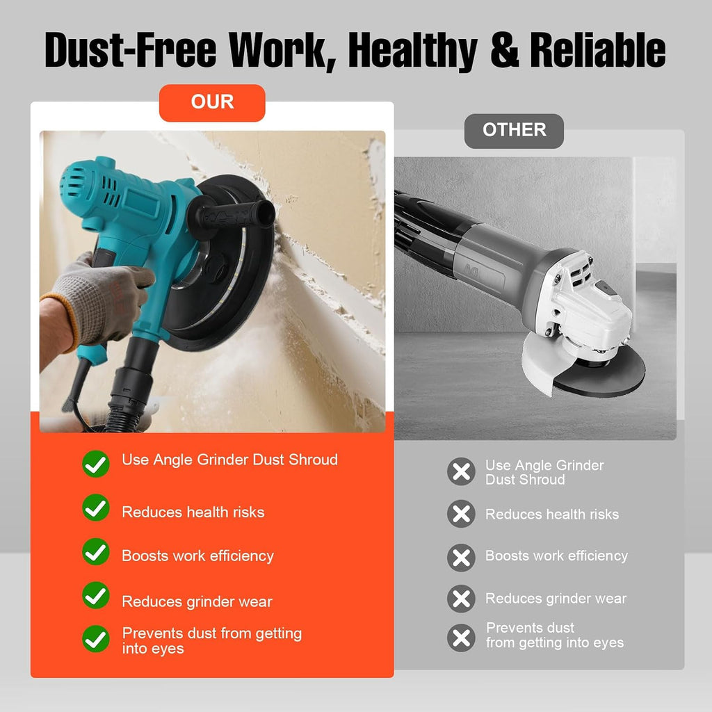 Variable Speed Handheld Electric Drywall Sander with Self-Dust-Extraction | Variable Speed 1200–2500 RPM Wall Sander