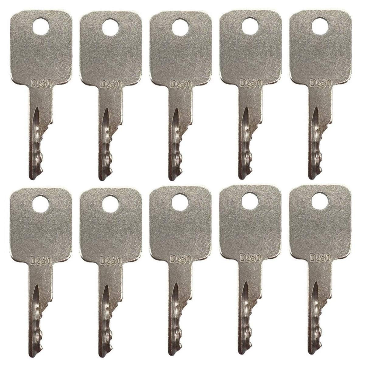 10 Pack Ignition Keys for Bobcat, Terex, Broce, Ditch Witch, Genie, Grove, Ingersoll-Rand, JLG, Pollock, Tenant, Timberjack, Vermeer, Volvo 307852A1, 6693241, 6709527, 714602, A77313, D250 (10)