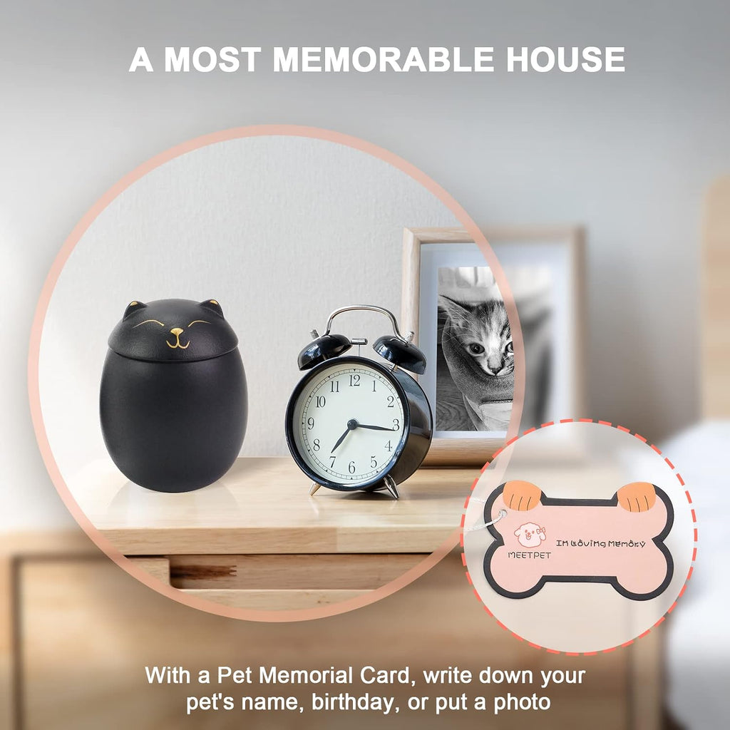 Cat Urn Dog Urn Sized 3.2x2.9 and 4.9x4.25. A Smiley-Cat Pet Urn with a Memoria Card.Cat Urns for Ashes for Your Pet