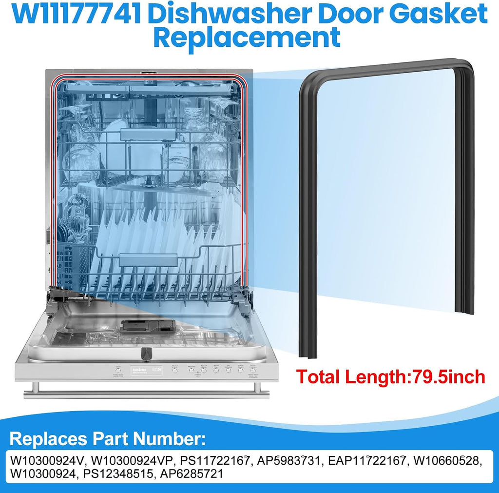W11177741 Dishwasher Door Seal for Whirlpool Kitchenaid Dishwasher Part