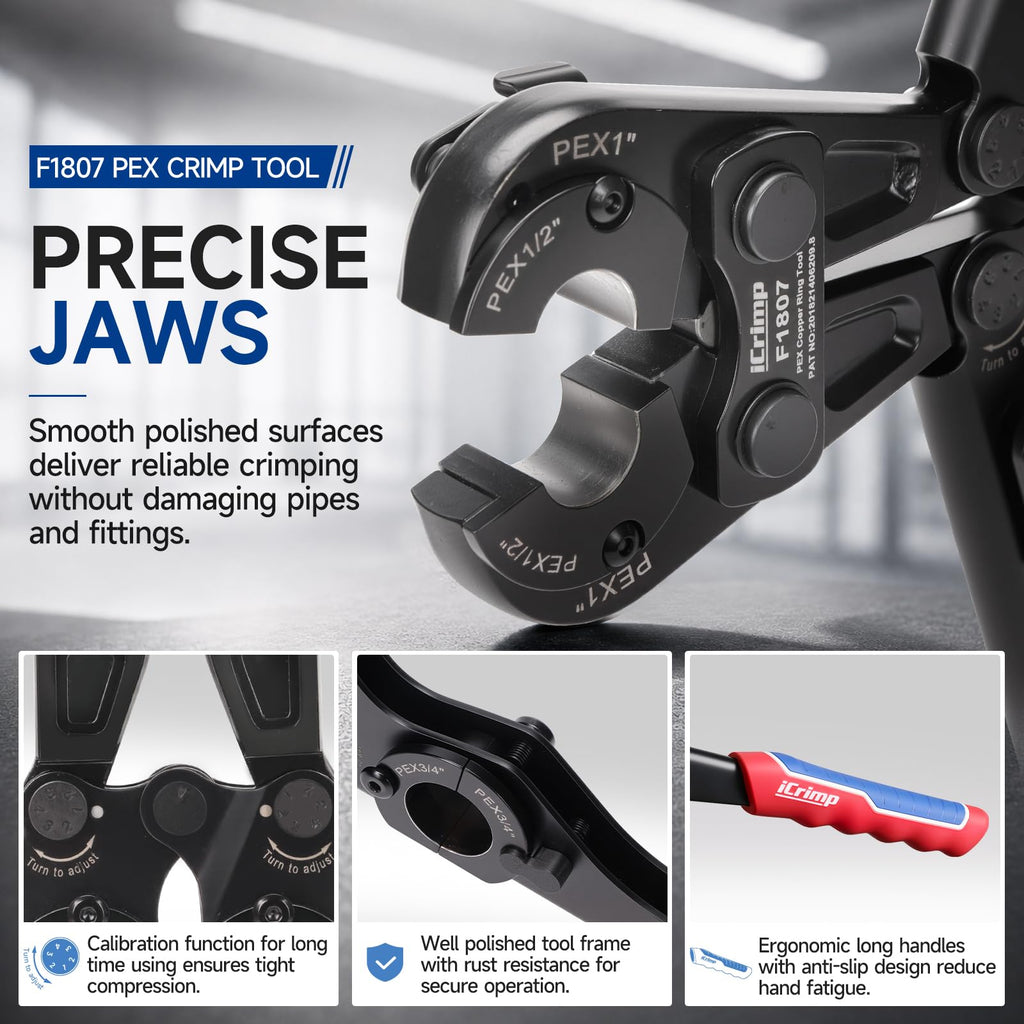 iCrimp PEX Crimping Tool for 1/2",3/4",1-inch Copper Ring, Meet ASTM F1807