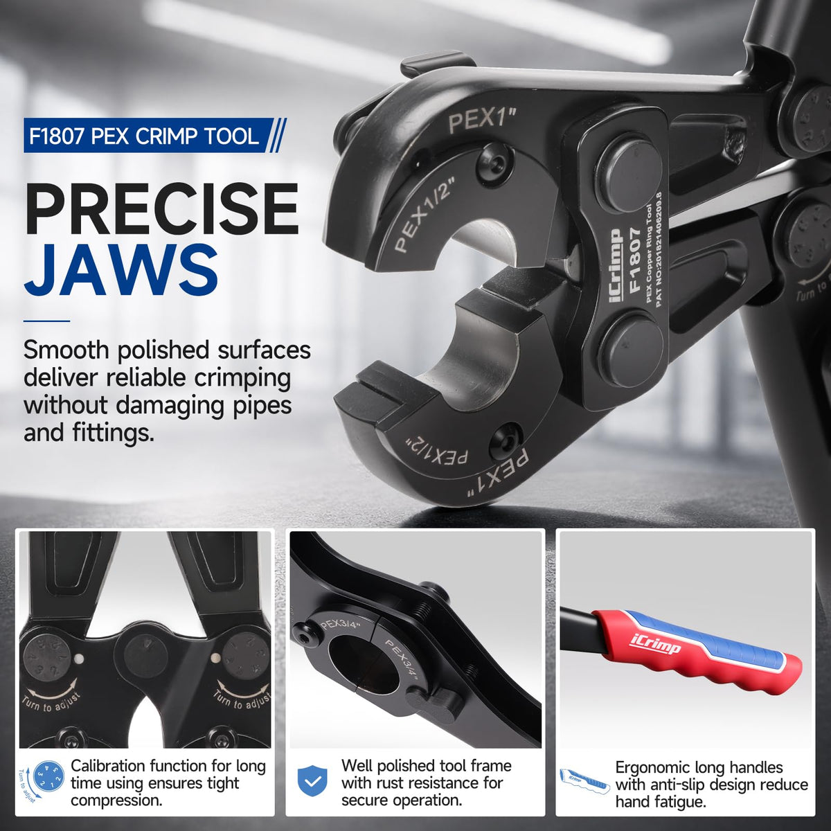 iCrimp PEX Crimping Tool for 1/2",3/4",1-inch Copper Ring, Meet ASTM F1807