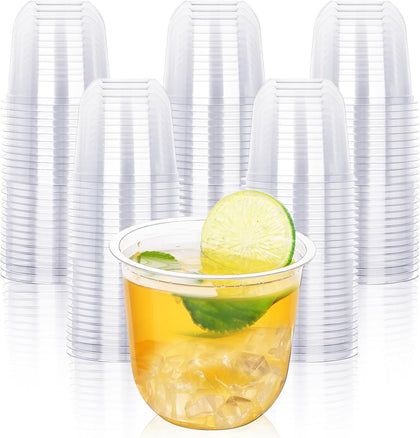 100 Pcs 12oz Plastic Clear Cups, Disposable Wine Cocktail Glasses