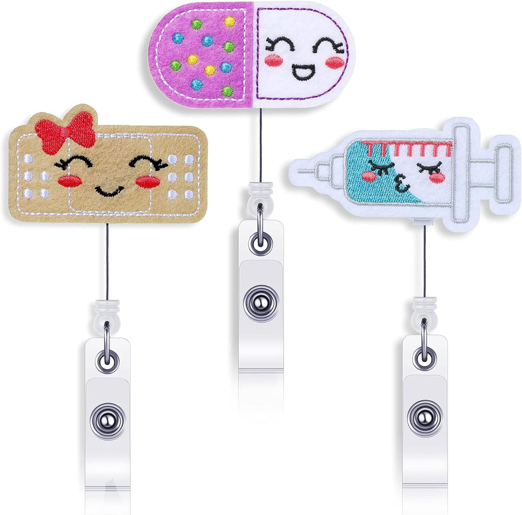 Nurse Felt Badge Reels Cute Nursing Medical Retractable Badge Holder Nursing Student Gifts for Nurses, Doctor