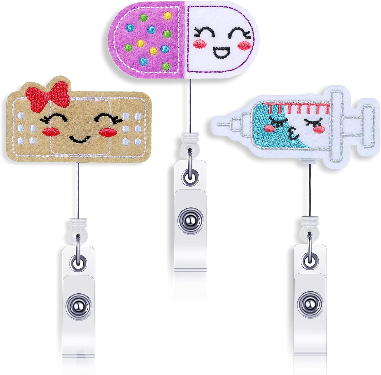 Nurse Felt Badge Reels Cute Nursing Medical Retractable Badge Holder Nursing Student Gifts for Nurses, Doctor