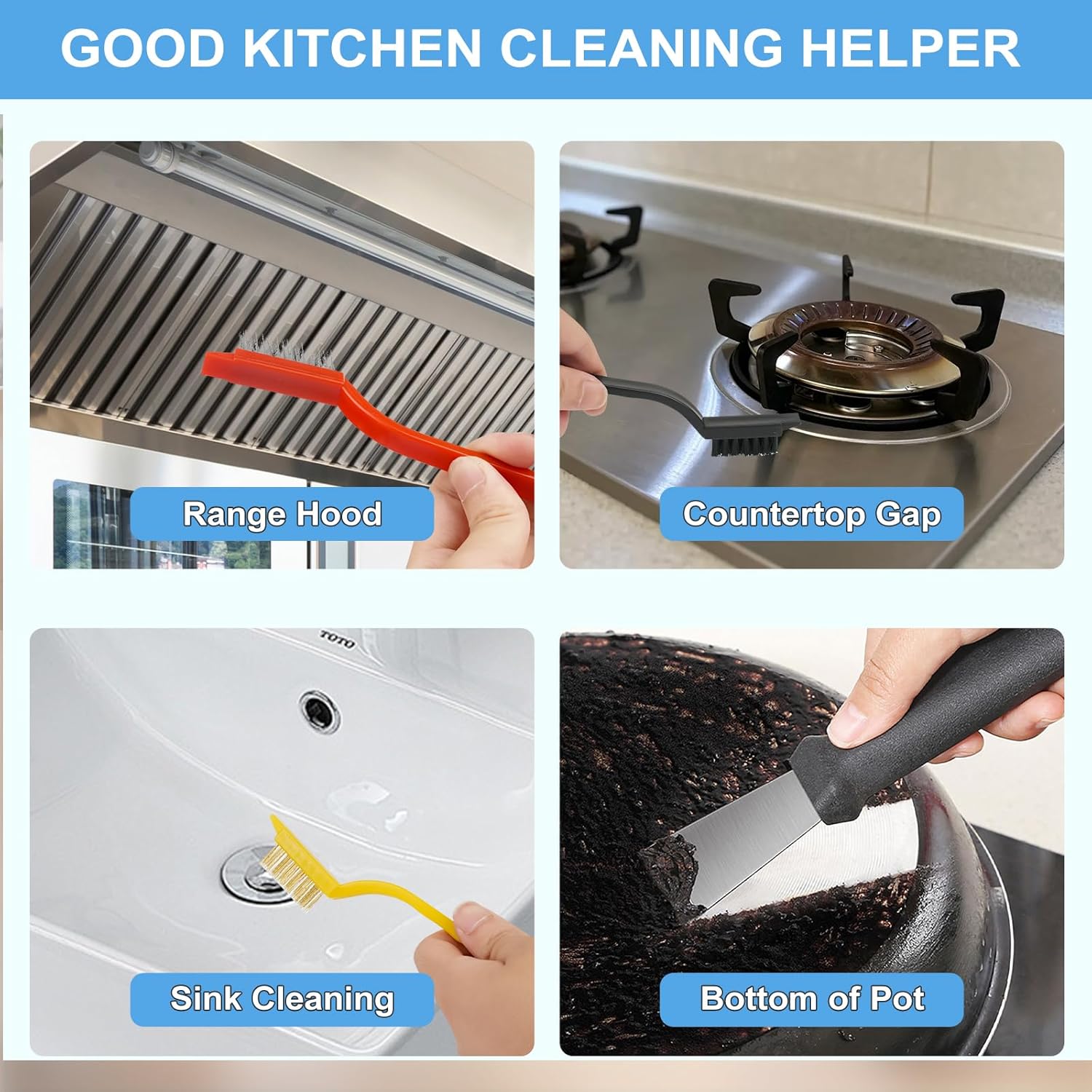 11Pcs Crevice Cleaning Brush Set, Hard Bristle Cleaning Supplies for Kitchen, Bathroom, Corner, Grout, Sink