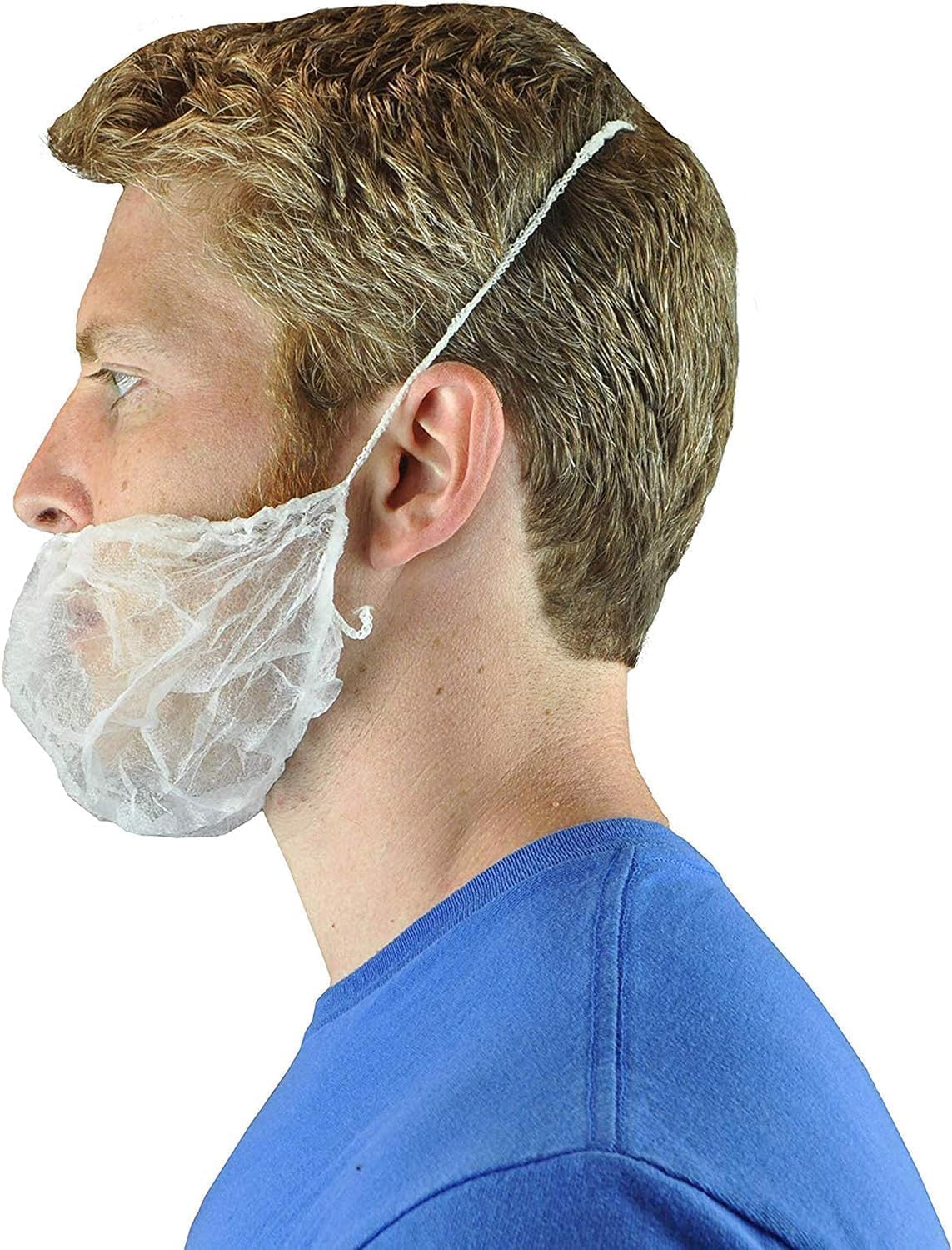Disposable Beard Nets, Elastic Band Beard Restraints, Latex-Free, Nonwoven Spunbond Polypropylene, Breathable &