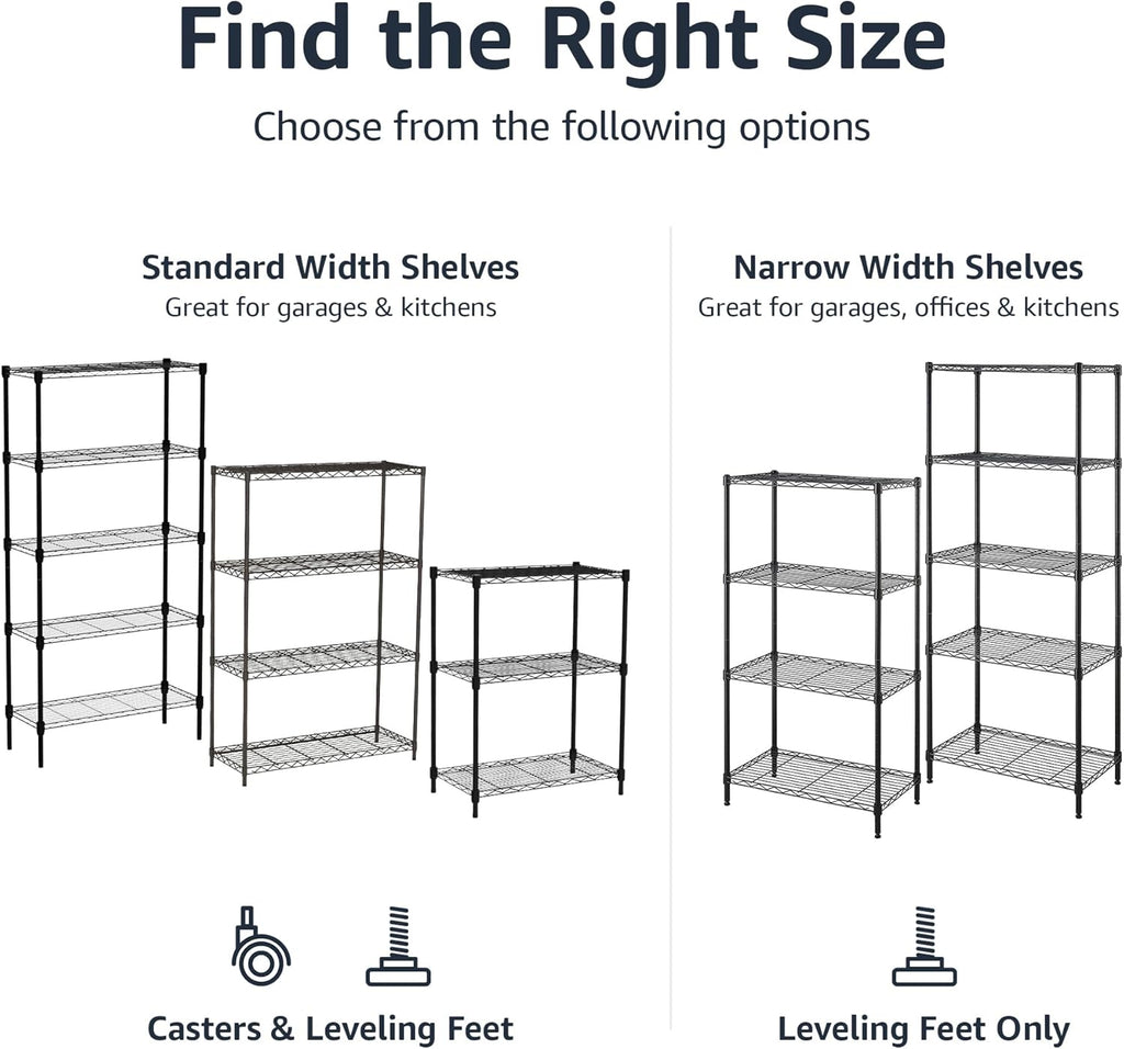 4-Shelf Steel Wire Storage Shelves for Garage, Adjustable Metal Shelving Unit, 200 lbs Per Shelf, 23.2" W x 48" H x