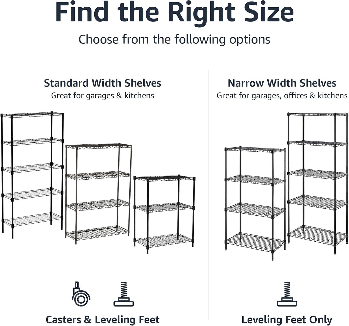 5-Shelf Multipurpose Adjustable Steel Garage Shelving Unit, Storage Rack for Kitchen, 200 lbs Per Shelf, Easy