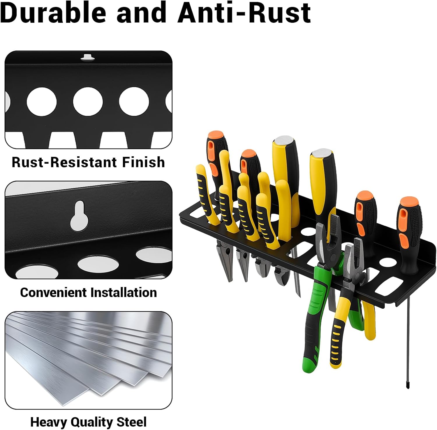 Screwdriver Plier Wrench Organizer，Wall Mount Metal Tool Storage Rack Wrench Screwdriver Organizer Small Hammer Hand