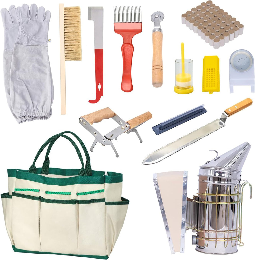 8-Frame Beehive Starter Kit, Bee Hive Kit Dipped in Beeswax, Bee Hives Boxes Starter Kit Includes Beekeeping Supplies