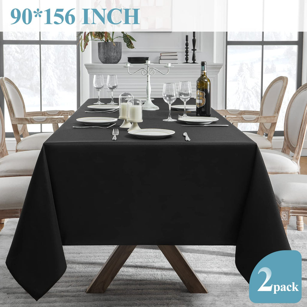 Classic Series 2 Pack 90 * 156inch Black Rectangle Tablecloth