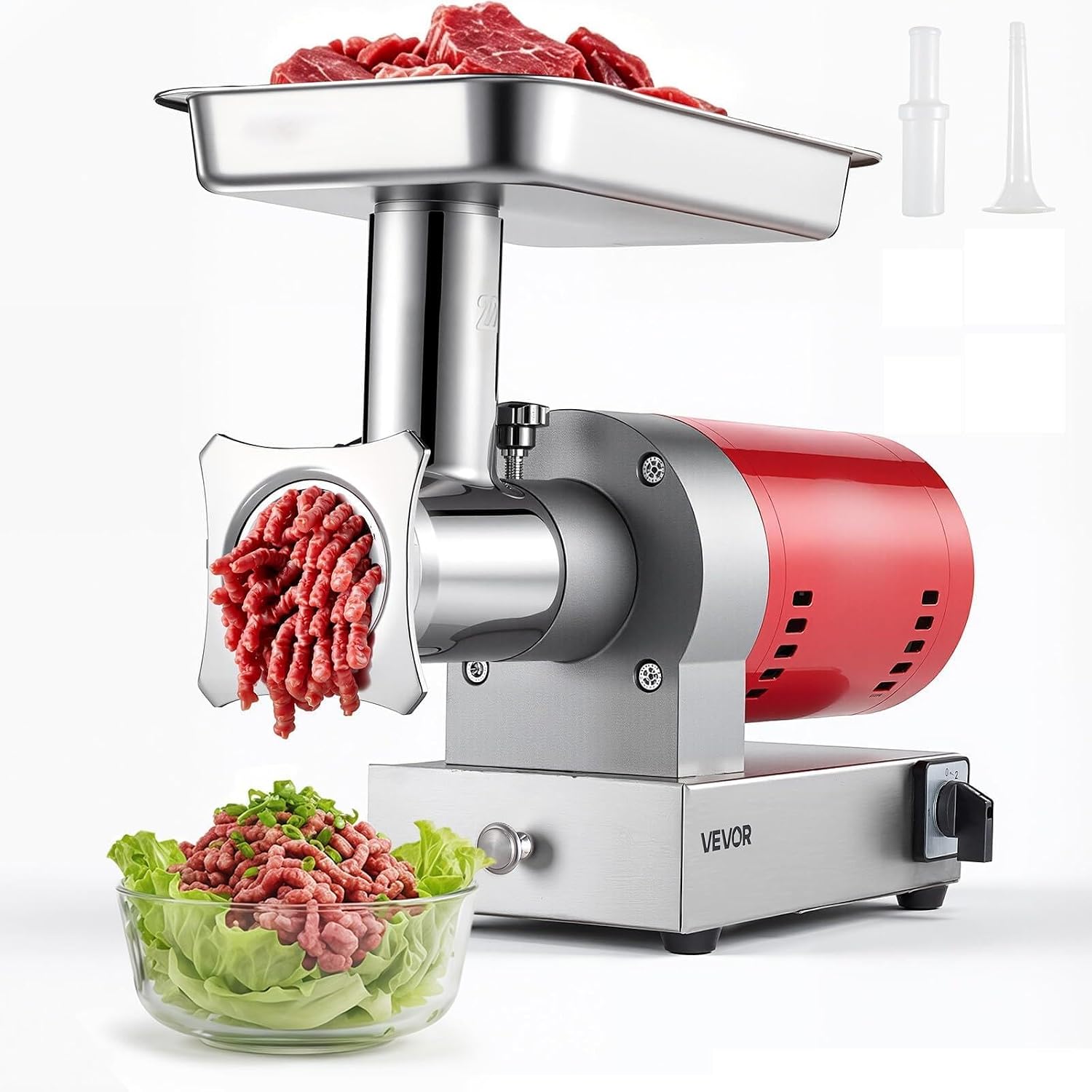 661 Lbs/Hour800 W Machine, 1.5 HP Electric Mincer with 2 Grinding Plates, Sausage Kit Set Meat Grinder Heavy Duty