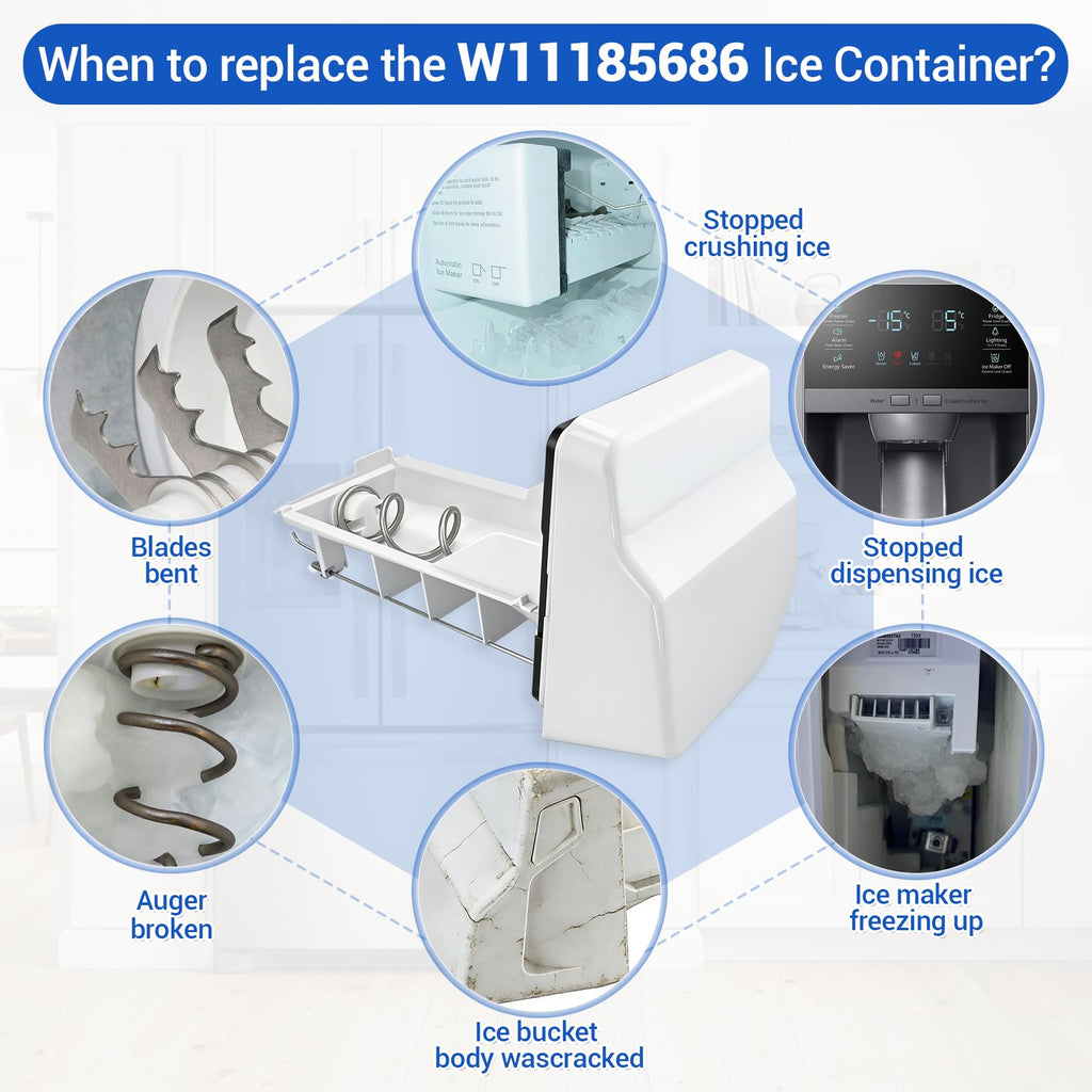 W11185686 Refrigerator Ice Container Replacement Part (OEM)