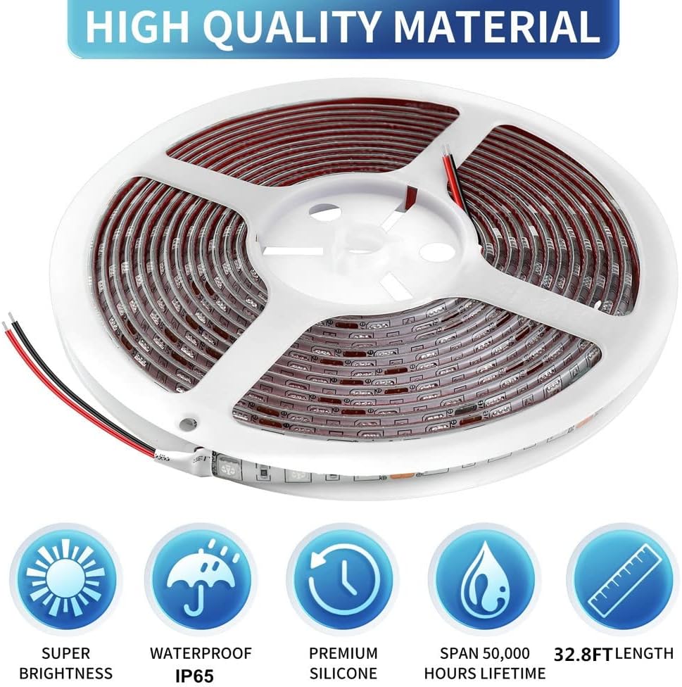LED Boat Strip Lights, 32.8FT Blue Marine Pontoon Led Lights, Waterproof