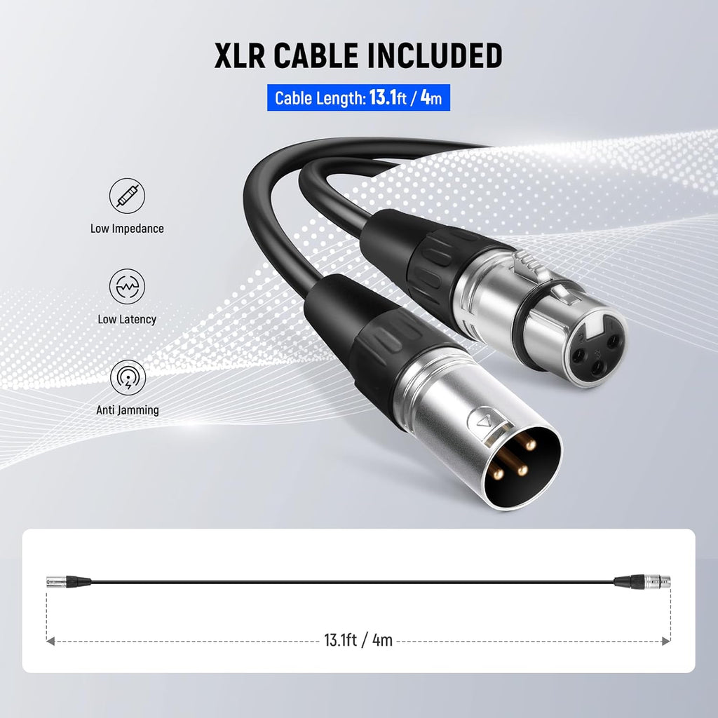 NW-040 Cardioid Dynamic Microphone with XLR Cable, Rigid Metal Housing, Unidirectional Pickup Mic for Musical