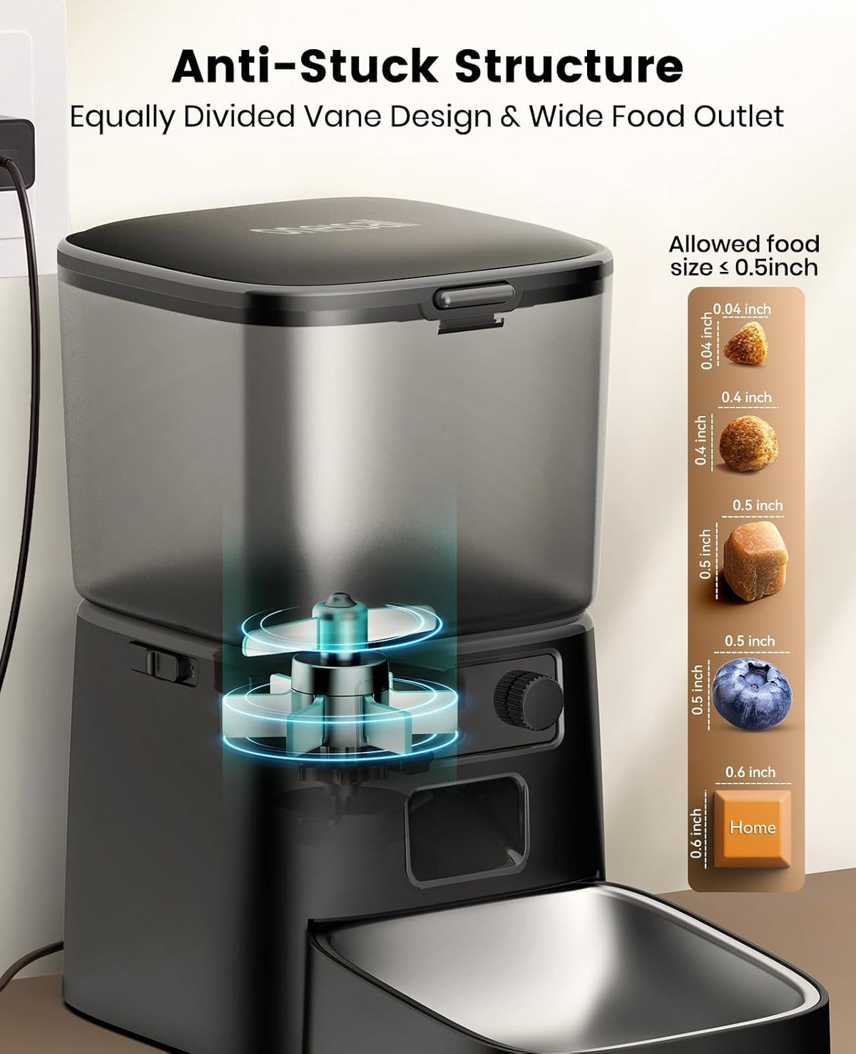2.4 GHz Wi-Fi Automatic Cat Feeder, 3.5L/15 Cups
