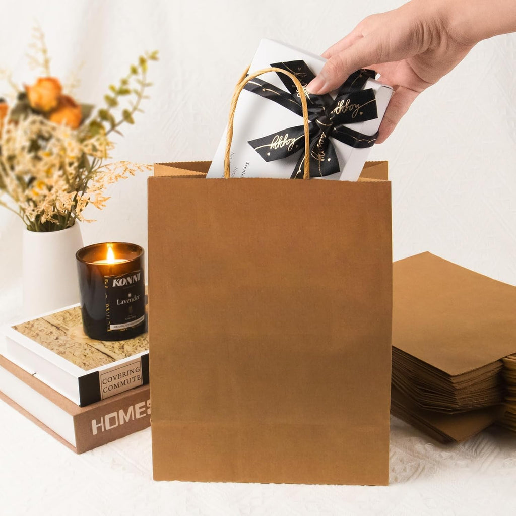 Kraft Brown Paper Gift Bags with Handles Assorted 3 Sizes 90 Pack