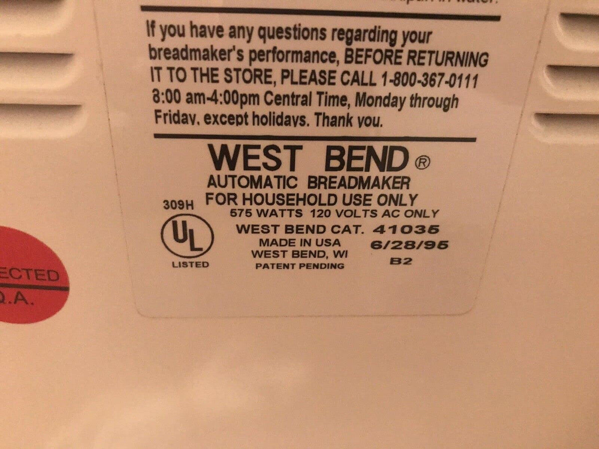 Pan Seal Kit for West Bend Bread Maker Models 41035 41035X