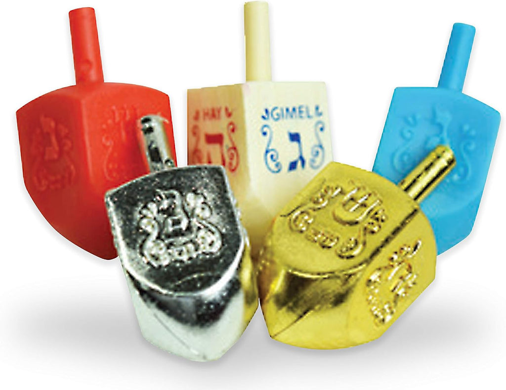 Hanukkah Menorah Complete Set - Menorahs for Chanukah - Includes Menorah, Hanukkah Candles, Dreidels, Play Coins