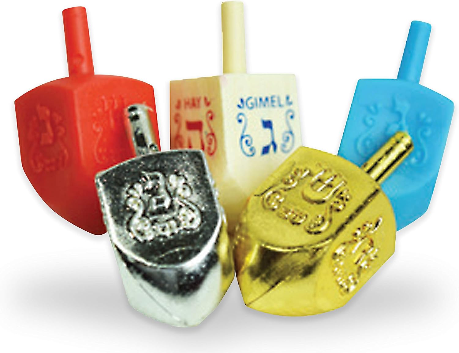 Hanukkah Menorah Complete Set - Menorahs for Chanukah - Includes Menorah, Hanukkah Candles, Dreidels, Play Coins
