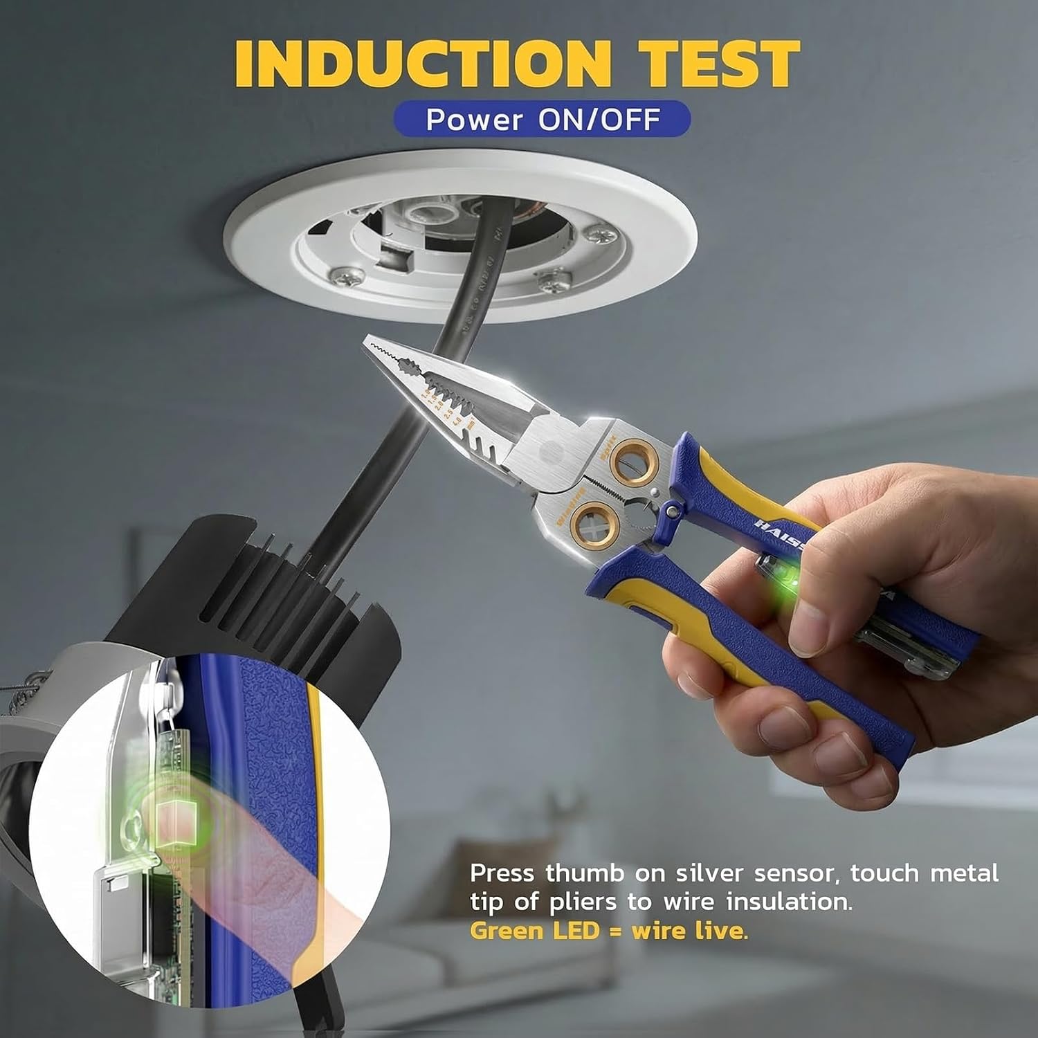 9 in 1 Rechargeable Wire Stripper, AWG 10-18, NCV Tester | USB-C Charging, Audible and Visual Alerts, 1-Hand Lock