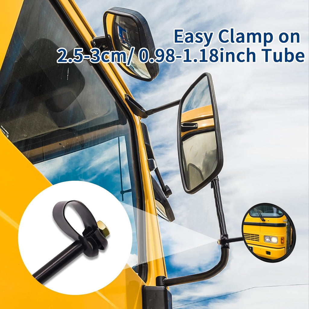 5.9-inch Round Convex Mirror with Tube Mounting Bracket- Convex Blind Spot Mirror for
