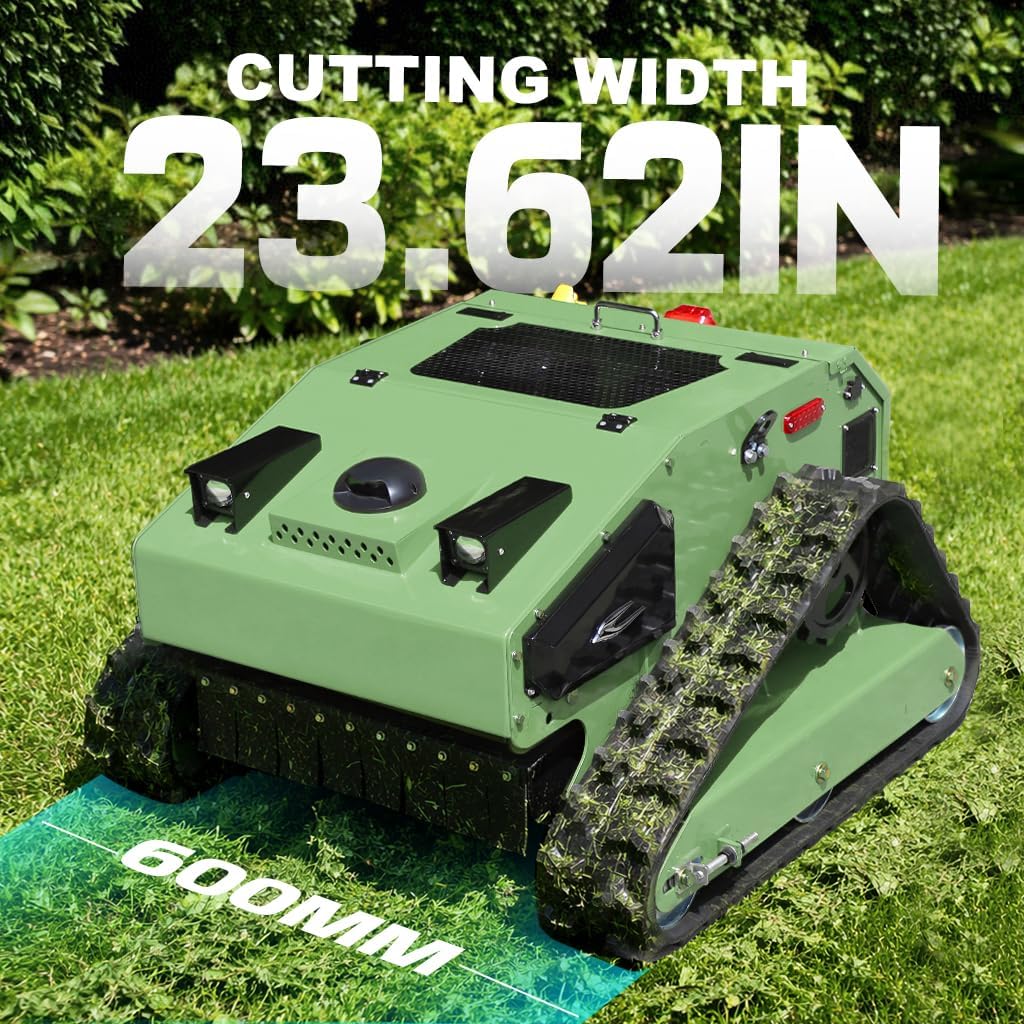 Remote Control Lawn Mower with Enclosed Cabin, 55° Slope Climbing