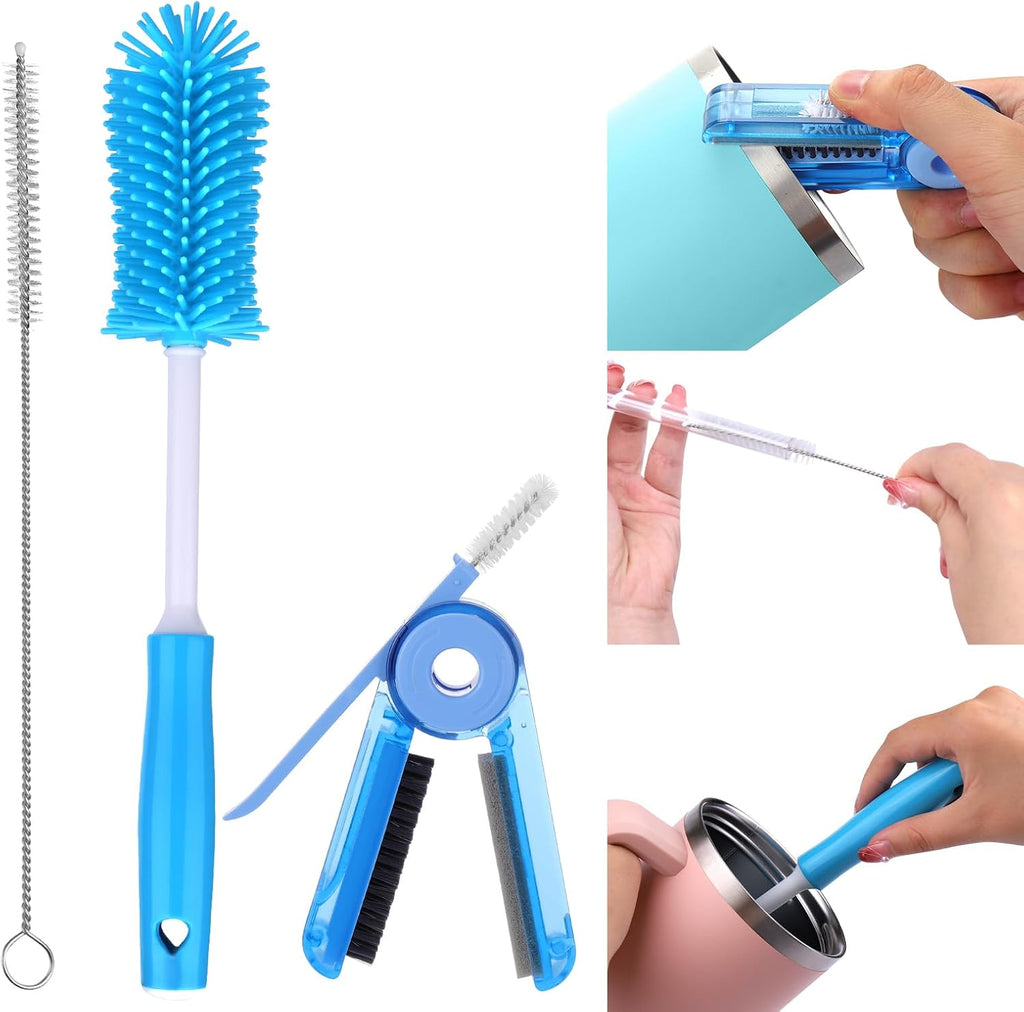 Water Bottle Cleaner Brush Kit for Owala/Stanley/Yeti Tumbler Cup | Multifunctional Bottle Brush and Long Straw