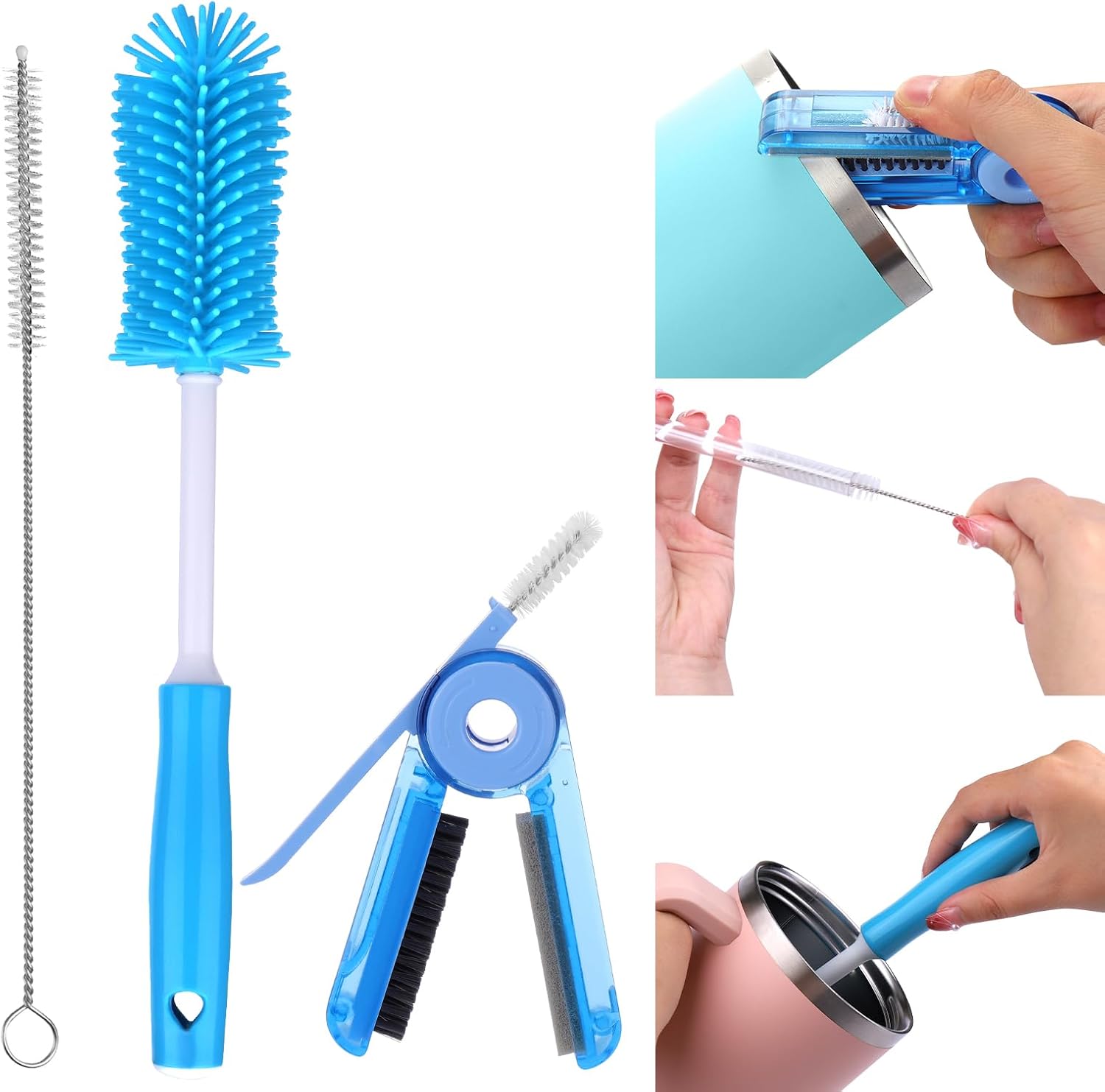 Water Bottle Cleaner Brush Kit for Owala/Stanley/Yeti Tumbler Cup | Multifunctional Bottle Brush and Long Straw