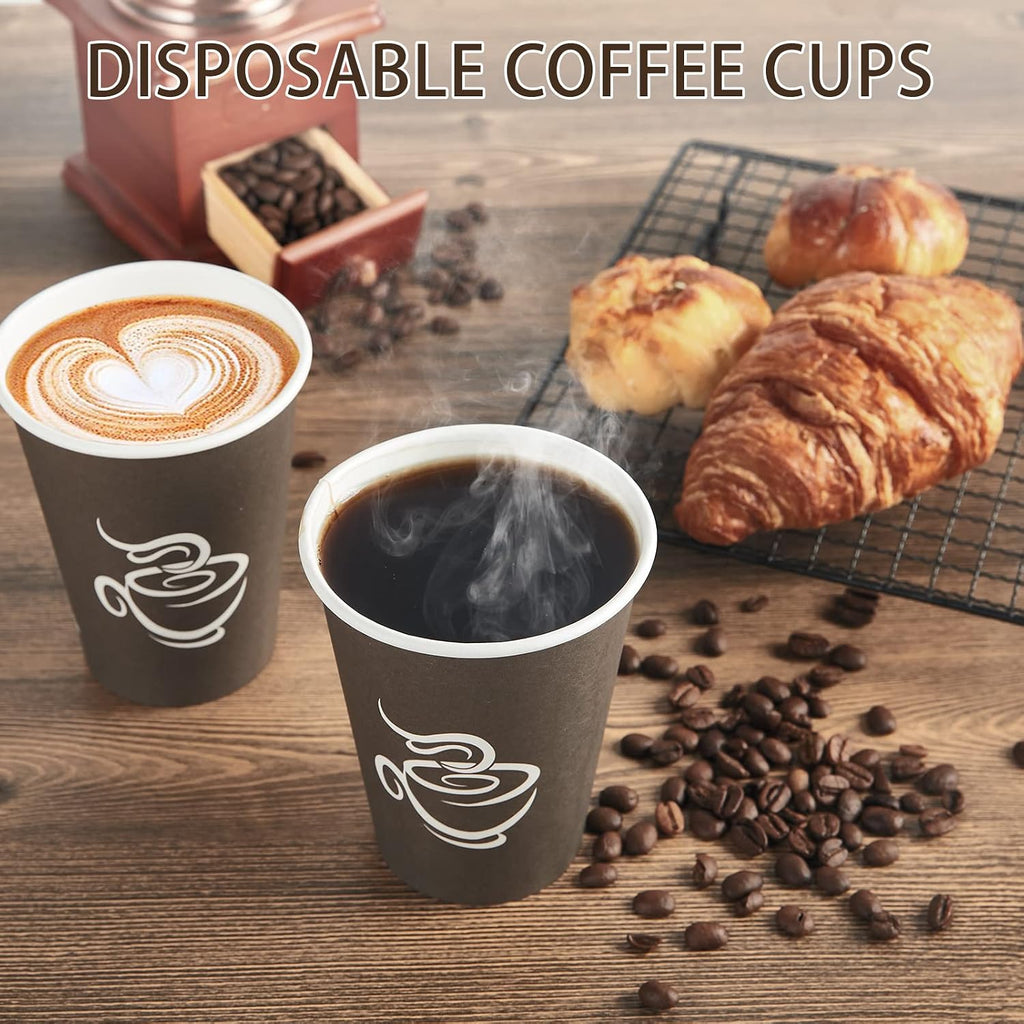 240 Pack 12 oz Paper Cups, Brown Disposable Hot Coffee Cups