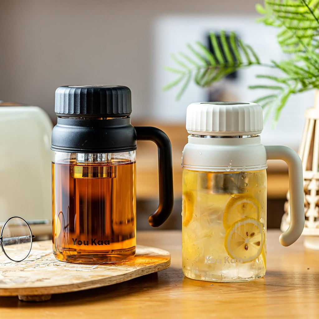 32oz Tea Infuser Bottle - Large Glass Water Bottle with Removable Infuser for Loose Leaf Tea & Fruit, Leakproof