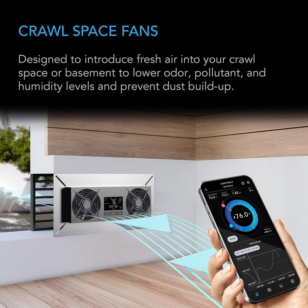 AC Infinity AIRTITAN T8-N, Crawlspace Basement Ventilator Intake Fan