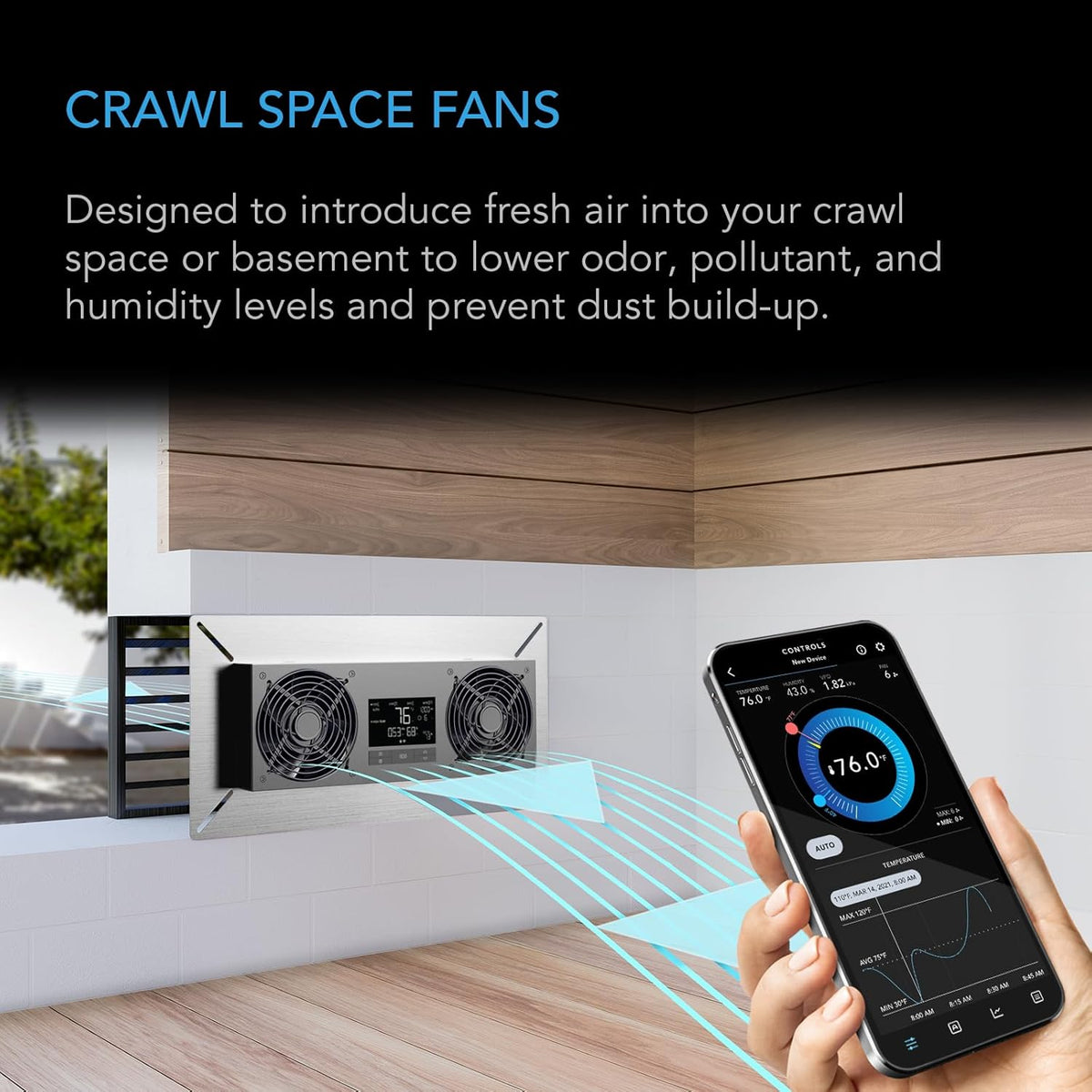 AC Infinity AIRTITAN T8-N, Crawlspace Basement Ventilator Intake Fan